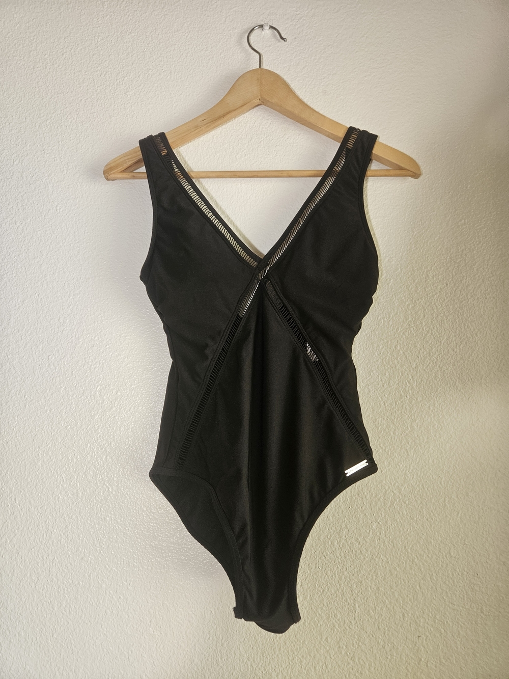 NWOT Michael Kors Black One-Piece Swimsuit with Subtle Trim Removable Pads